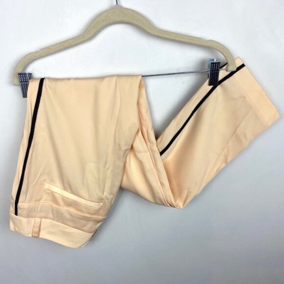 NWT Vero Moda Trousers Peach Black Striped Pants Ankle Length Amber Slim Leg New - Picture 2 of 8